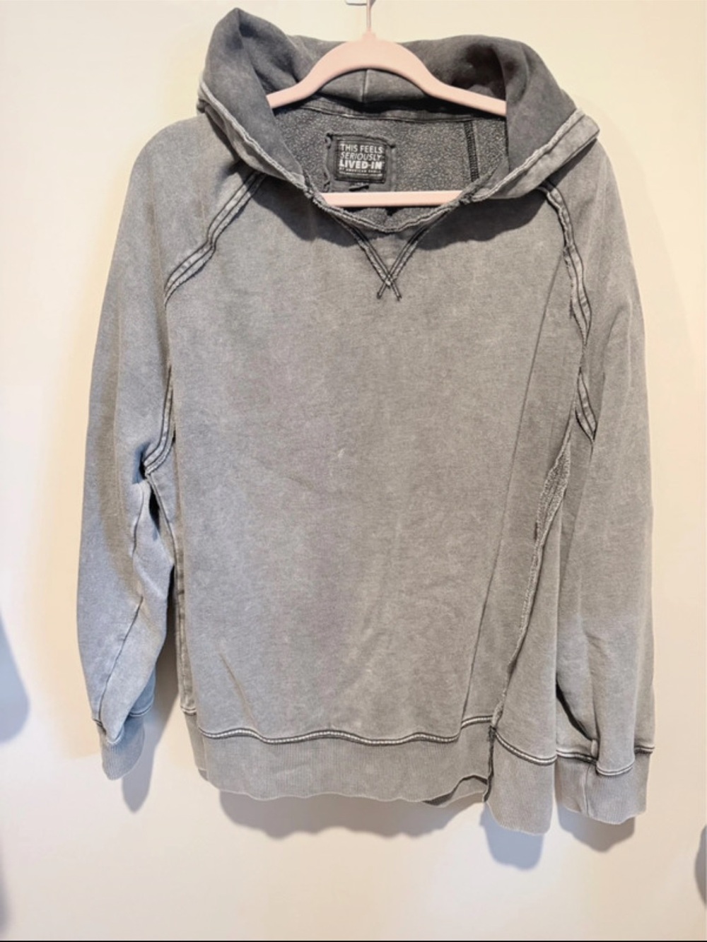 Aerie Men's Gray Hooded Pullover Sweatshirt